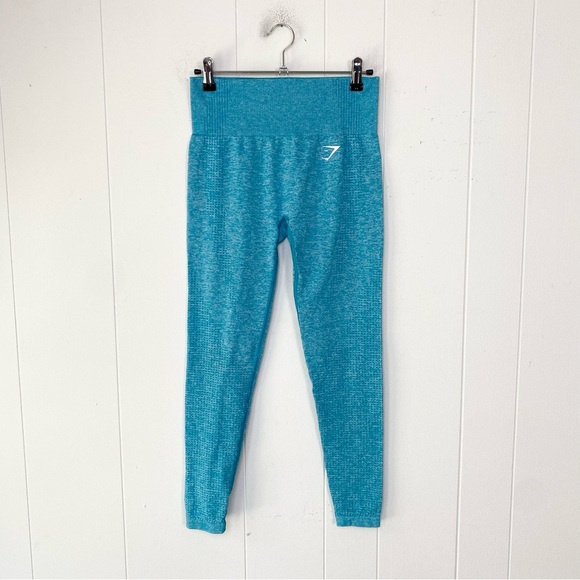 Gymshark Energy Seamless Leggings Aqua Blue High Rise Size S Small Ankle Length - Picture 1 of 14